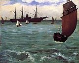 Fishing Paintings - Fishing Boat Coming in Before the Wind by Edouard Manet